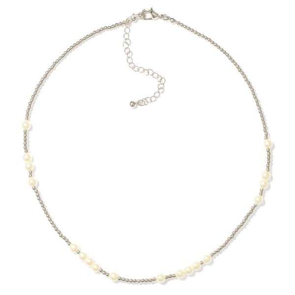 Wholesale metal Beaded Necklace Pearl Accents L Extender L