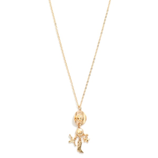 Wholesale chain Link Necklace Metal Cowboy Hat Western Charm Pendant L Extender