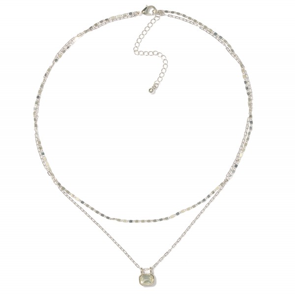 Wholesale layered Flat Chain Peanut Chain Link Necklace Rhinestone Pendant L Ext