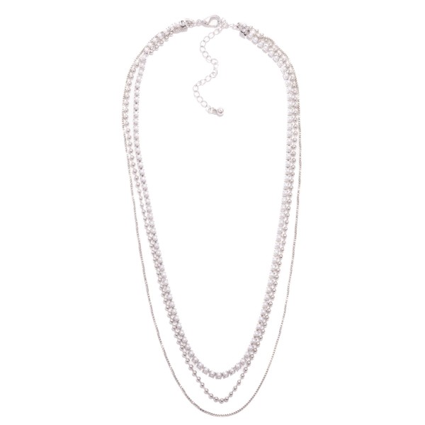 Wholesale layered Chain Link Necklace Pearl Tennis Necklace Accent L Extender L