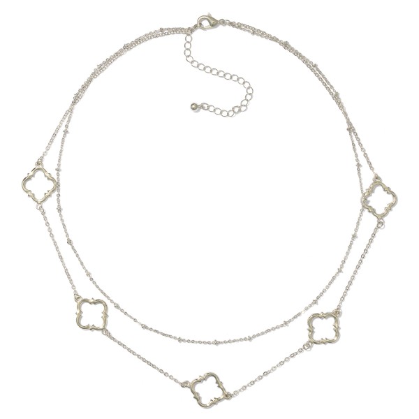 Wholesale layered Chain Link Necklace Metal Hollow Quatrefoil Stations L Extende