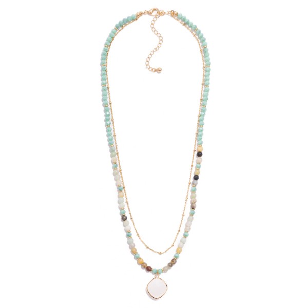Wholesale layered Chain Link Faceted Bead Necklace Class Crystal Pendant L Exten