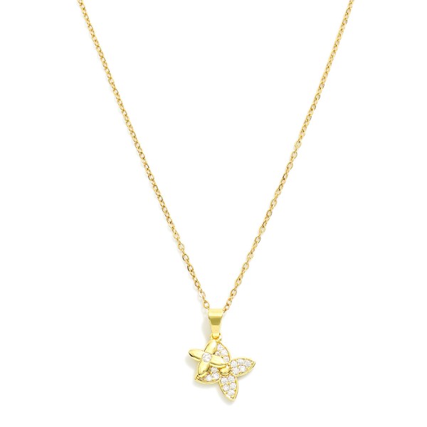 Wholesale chain Link Necklace Clover Charms Rhinestone Accents L Extender L