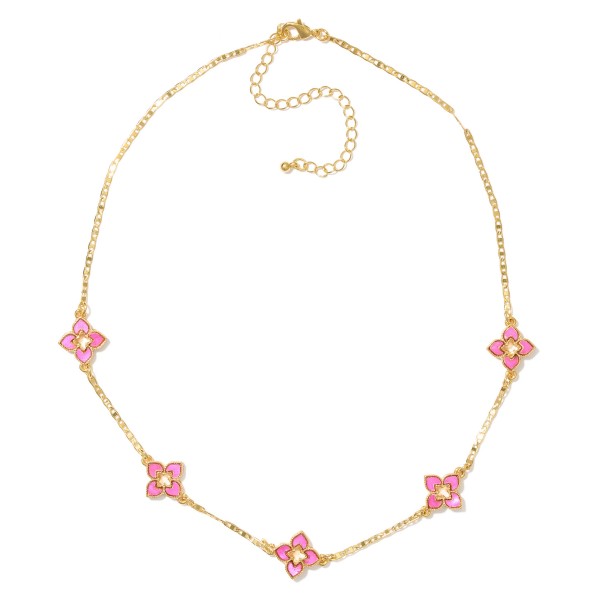 Wholesale flat Chain Link Necklace Hollow Clover Stations L Extender L