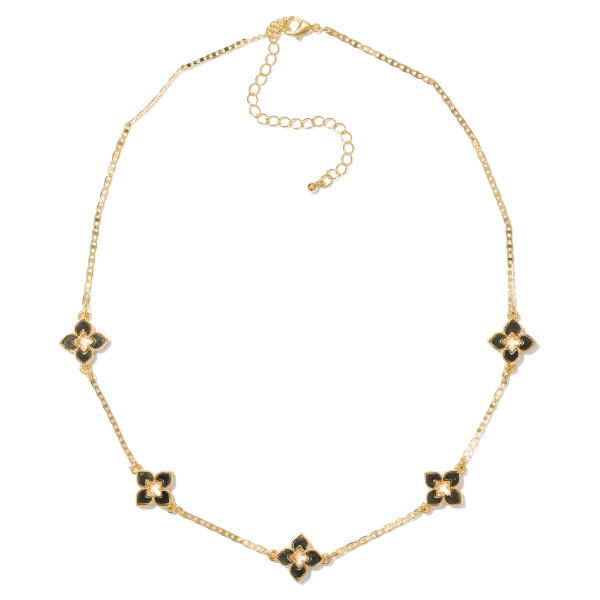 Wholesale flat Chain Link Necklace Hollow Clover Stations L Extender L