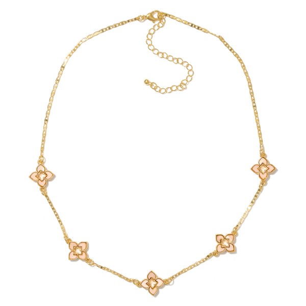 Wholesale flat Chain Link Necklace Hollow Clover Stations L Extender L