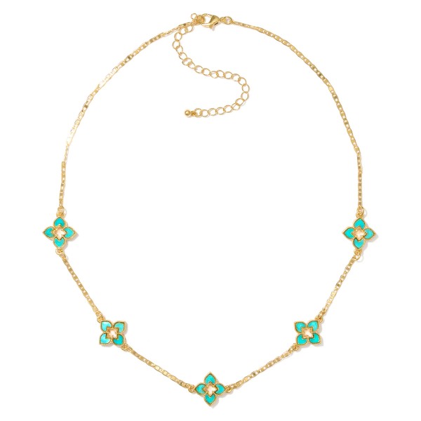 Wholesale flat Chain Link Necklace Hollow Clover Stations L Extender L