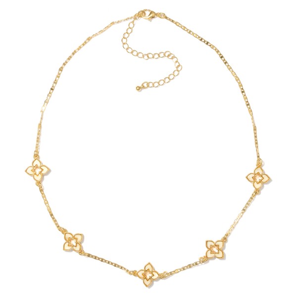Wholesale flat Chain Link Necklace Hollow Clover Stations L Extender L