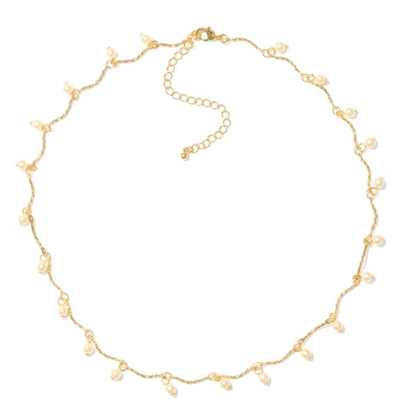 Wholesale metal Linked Bar Necklace Pearl Accents L Extender L
