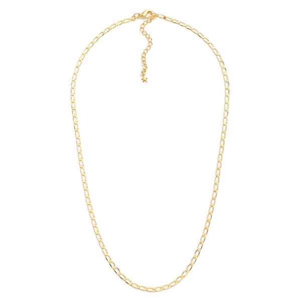 Flat Chain Link Necklace

- Approximately 16" L
- Extender 2" L
- 18k Gold Filled
- Hypoallergenic
- Made In Brazil