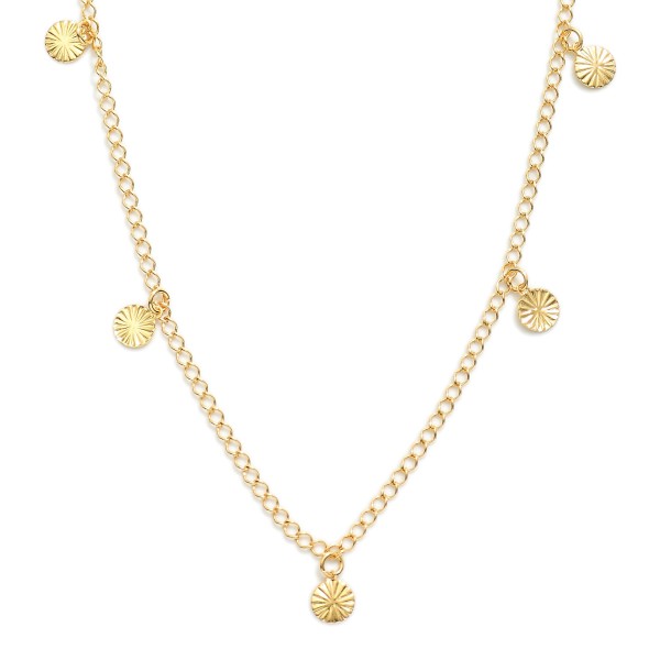 Wholesale chain Link Necklace Textured Metal Circle Charms L Extender L k Gold H