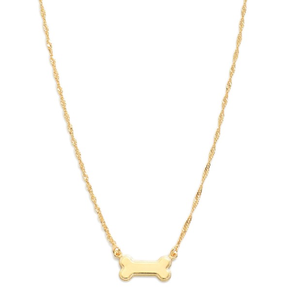 Wholesale twisted Chain Link Necklace Metal Dog Bone Pendant L Extender L k Gold