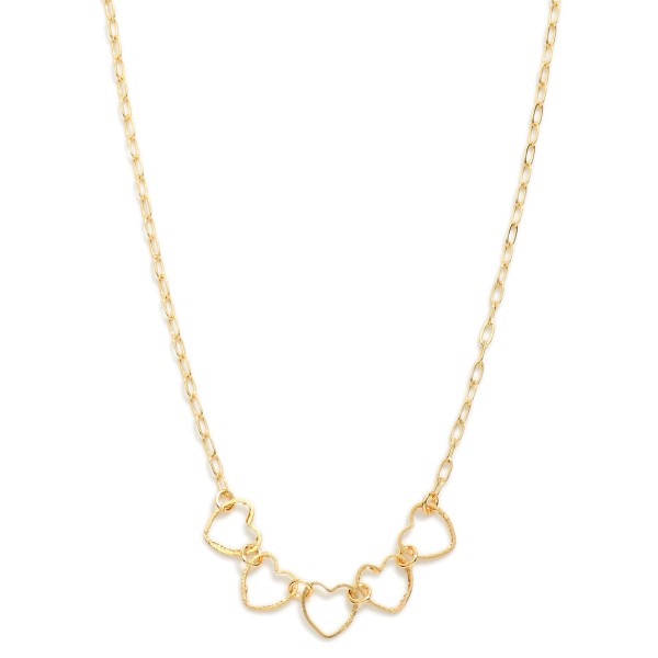 Wholesale paperclip Chain Link Necklace Textured Metal Linked Hearts L Extender