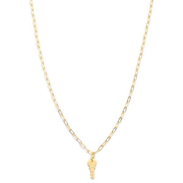 Wholesale paperclip Chain Link Necklace Metal Key Pendant L Extender L k Gold Hy