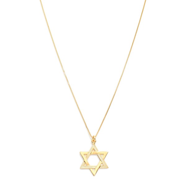 Wholesale box Chain Link Necklace Gold Star David Pendant L Extender L k Gold Hy