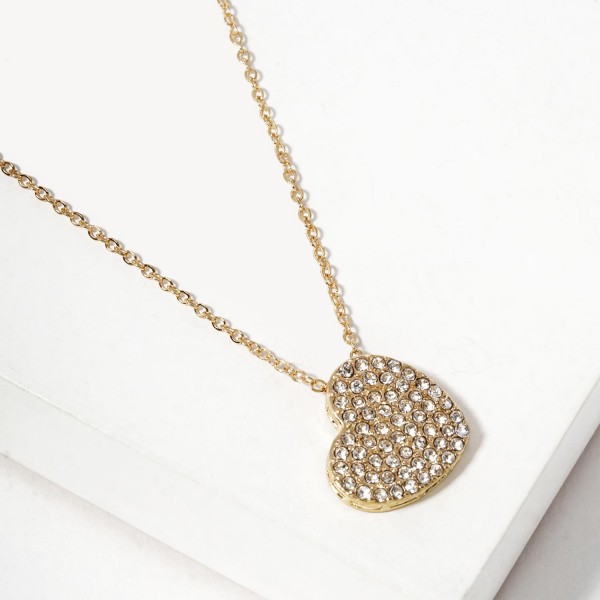 Wholesale chain Link Necklace Pave Rhinestone Heart Pendant L Extender L