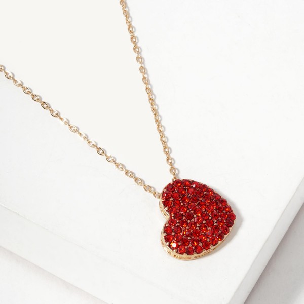 Wholesale chain Link Necklace Pave Rhinestone Heart Pendant L Extender L