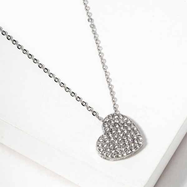 Wholesale chain Link Necklace Pave Rhinestone Heart Pendant L Extender L