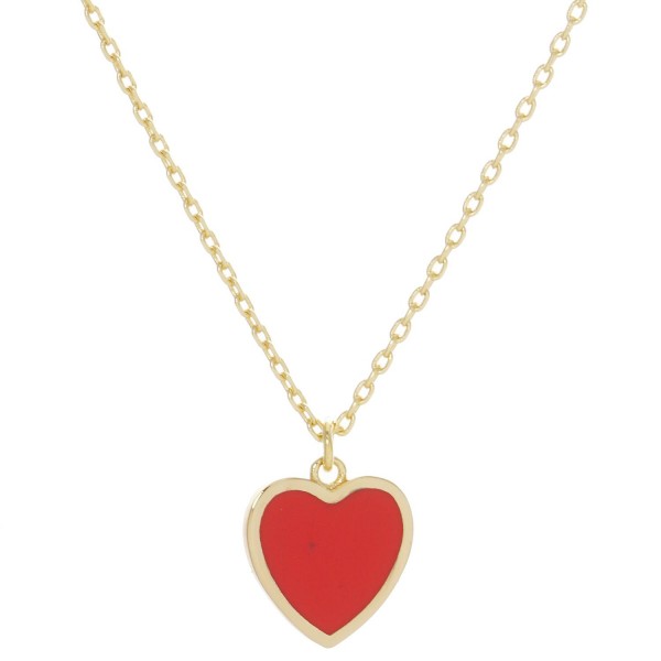 Wholesale dainty Chain Link Necklace Heart Pendant Gold Dipped L Extender L