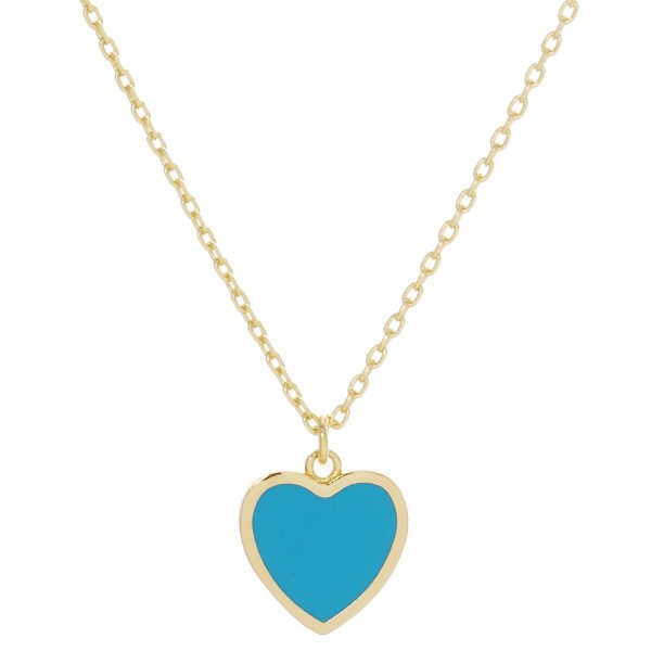 Wholesale dainty Chain Link Necklace Heart Pendant Gold Dipped L Extender L