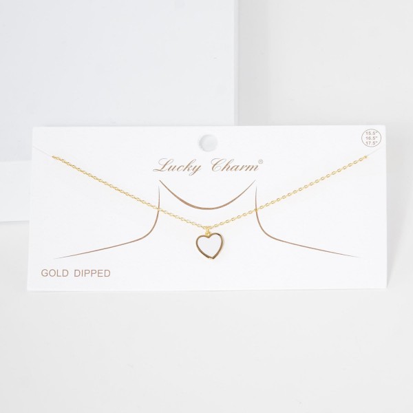 Wholesale dainty Chain Link Necklace Heart Pendant Gold Dipped L Extender L