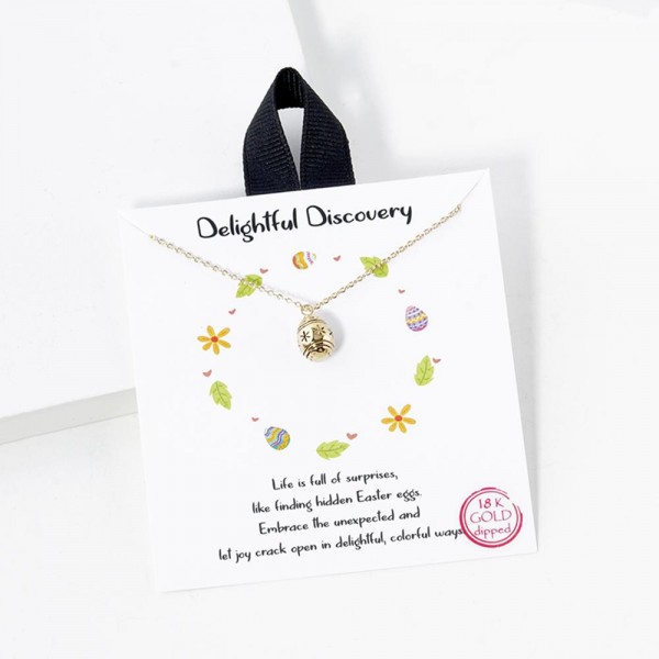 Wholesale dainty Chain Link Necklace Metal Easter Egg Pendant L Extender L Made