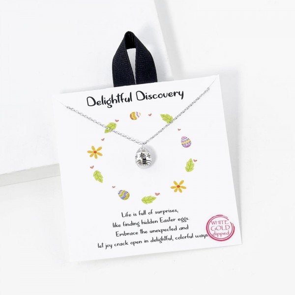 Wholesale dainty Chain Link Necklace Metal Easter Egg Pendant L Extender L Made