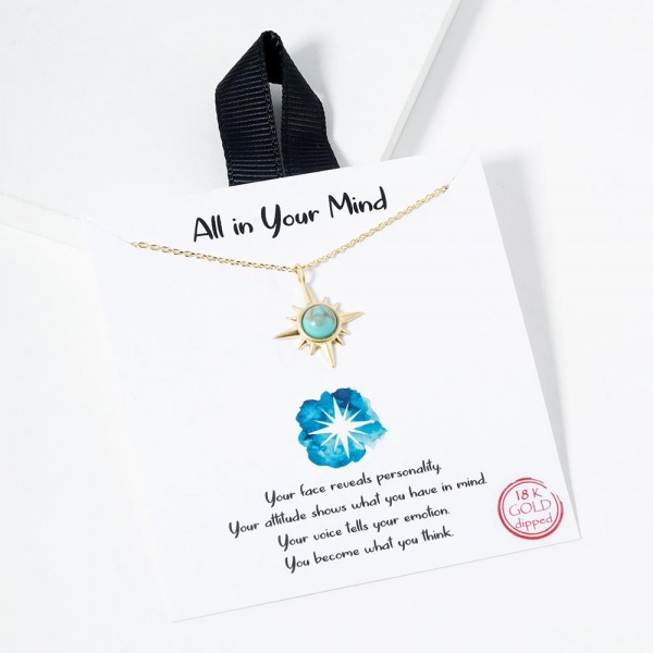 Wholesale dainty Chain Link Necklace Turquoise Starburst Pendant L Extender L Ma