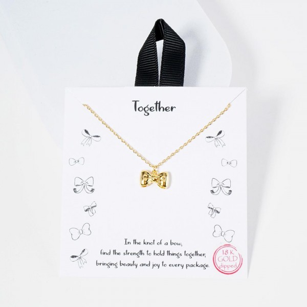 Wholesale dainty Chain Link Necklace Metal Bow Pendant L Extender L Made Korea H