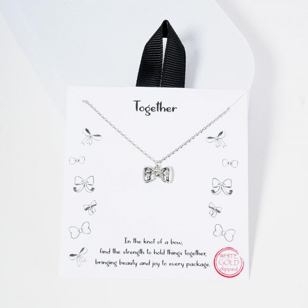 Wholesale dainty Chain Link Necklace Metal Bow Pendant L Extender L Made Korea H