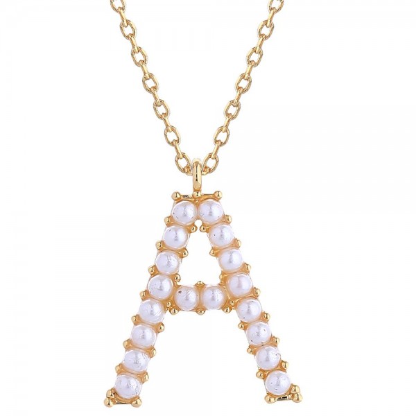 Do Everything In Love Chain Link Necklace Featuring Pearl Studded Initial Pendant 

- Approximately 16" L
- Extender 3" L
- 14K Gold Dipped 