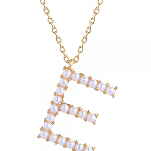 Wholesale do Everything Love Chain Link Necklace Pearl Studded Initial Pendant L