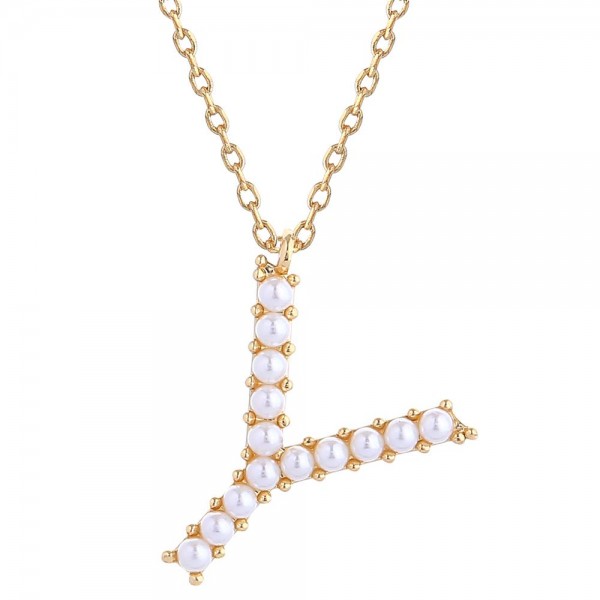 Do Everything In Love Chain Link Necklace Featuring Pearl Studded Initial Pendant 

- Approximately 16" L
- Extender 3" L
- 14K Gold Dipped 