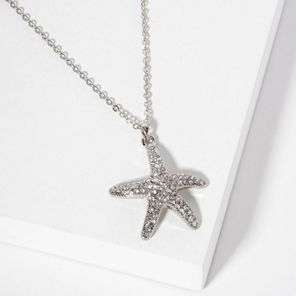 Wholesale chain Link Necklace Pave Rhinestone Starfish Pendant L Extender L