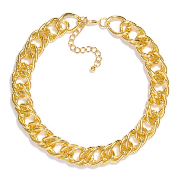 Chunky Double Cuban Chain Link Necklace 

- Approximately 14" L
- Extender 3" L