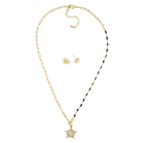 Wholesale paperclip Chain Link Necklace Acetate Beads Pave Rhinestone Star Penda