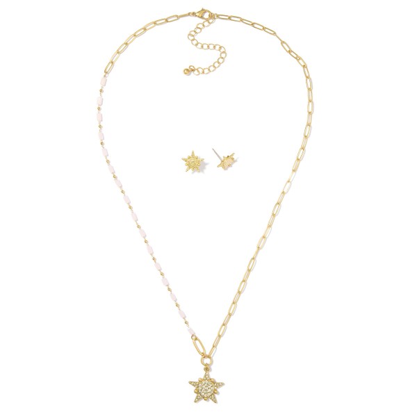 Wholesale paperclip Chain Link Necklace Acetate Beads Pave Rhinestone Star Penda