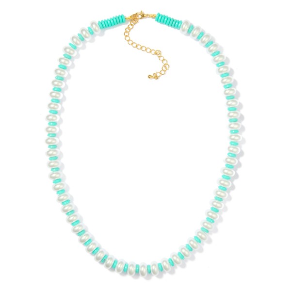 Wholesale flat Pearl Disk Bead Beaded Necklace L Extender L