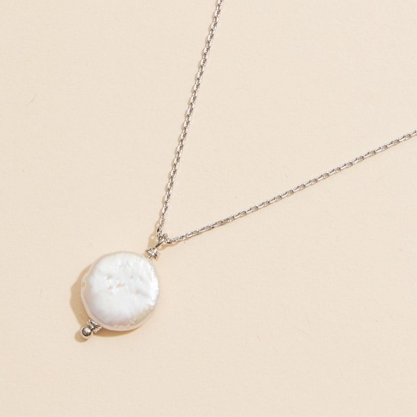 Wholesale dainty Chain Link Necklace Coin Pearl Pendant L Extender L