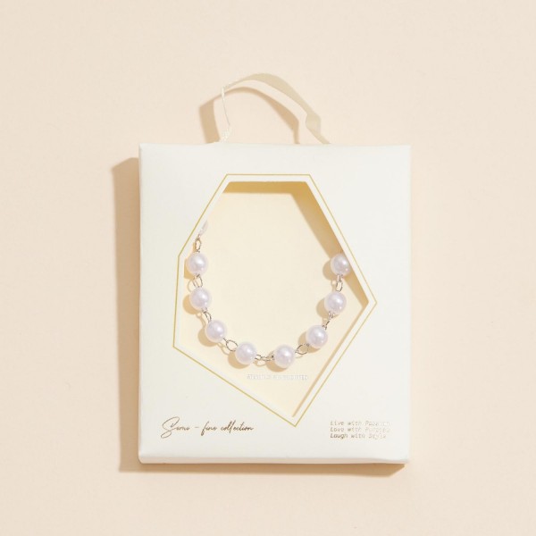 Wholesale pearl Beaded Chain Link Necklace Gold Dipped L Extender L