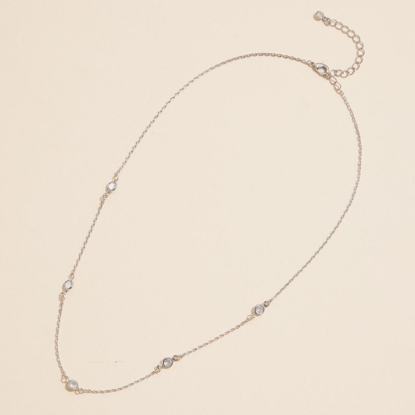 Wholesale dainty Chain Link Necklace Small Rhinestone Pendant L Extender L