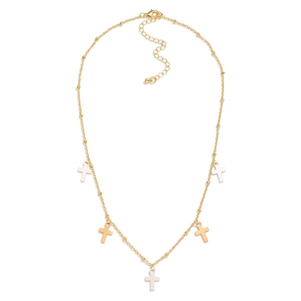 Wholesale chain Link Necklace Metal Cross Charms L Extender L