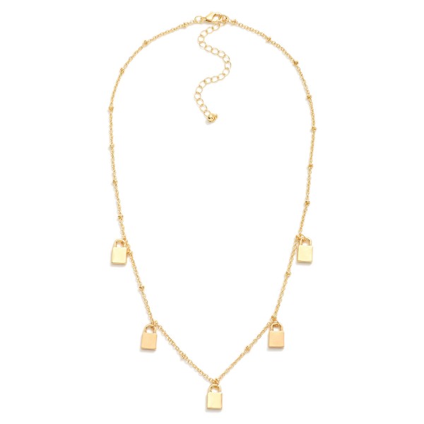 Wholesale chain Link Charm Necklace Metal Lock Charms L Extender L
