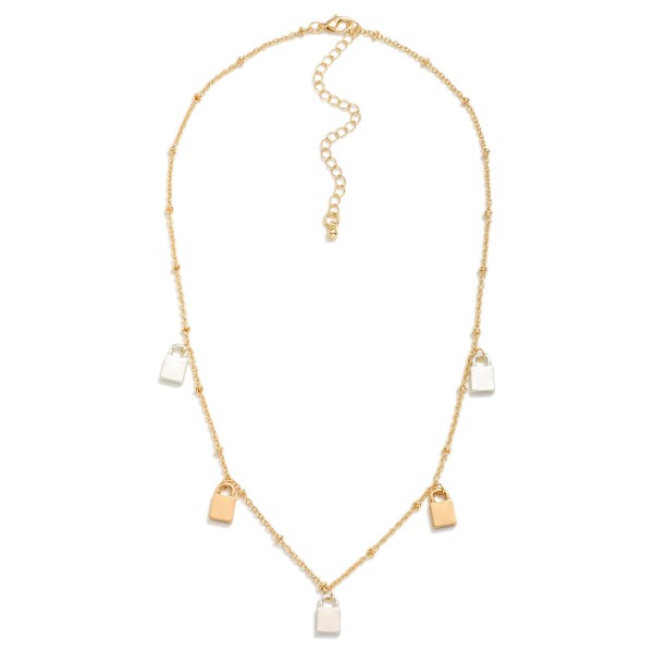 Wholesale chain Link Charm Necklace Metal Lock Charms L Extender L
