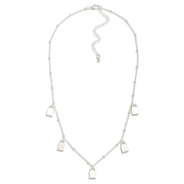 Wholesale chain Link Charm Necklace Metal Lock Charms L Extender L