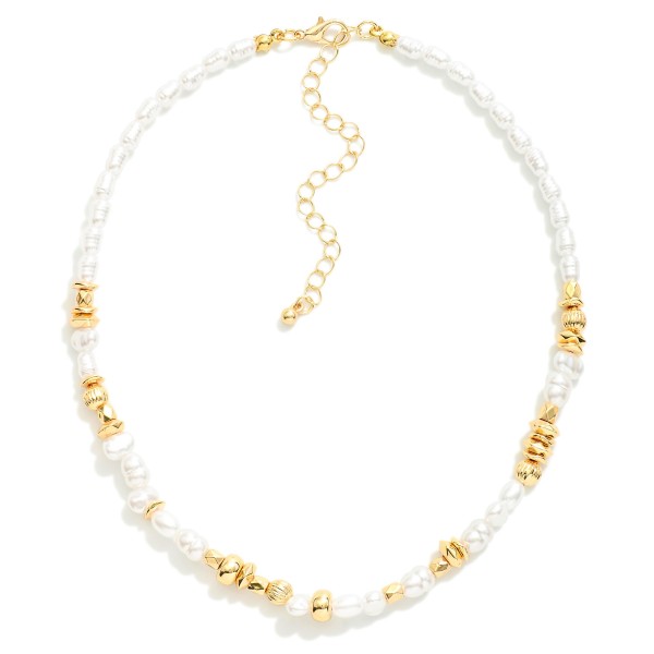 Wholesale pearl Beaded Necklace Metal Bead Accents L Extender L