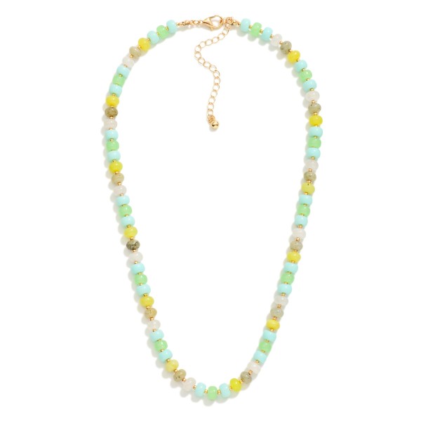 Wholesale candy Stone Beaded Necklace Gold Detailing L Extender L