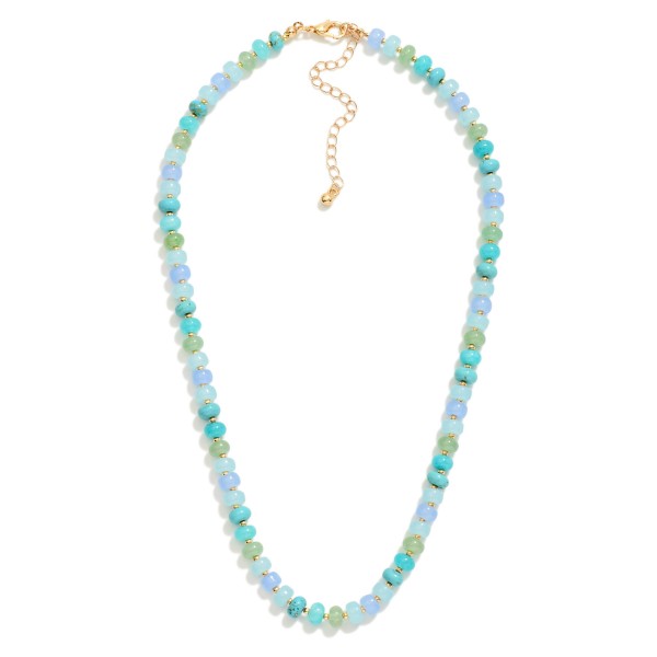 Candy Stone Beaded Necklace With Gold Detailing 

- Approximately 16" L
- Extender 3" L


