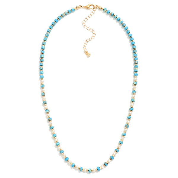 Wholesale beaded Natural Stone Necklace Gold Beaded Pearl Beaded Details L Exten