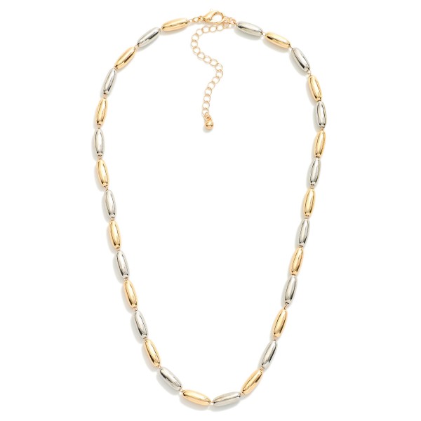 Wholesale two Oval Beaded Necklace Metal Tones L Extender L